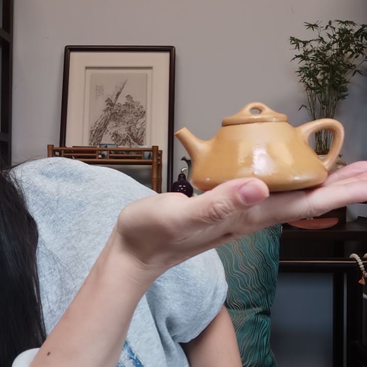 A***木紫砂茶壶子冶石瓢半手工