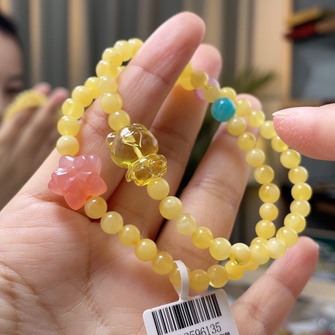 琥珀裸石未镶嵌蜜蜡手链