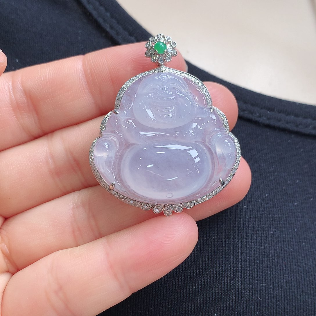 翡翠颈饰18K金镶嵌佛公