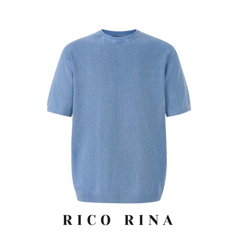 RICO RINA美式复古水洗做旧纯棉针织休闲短袖春夏