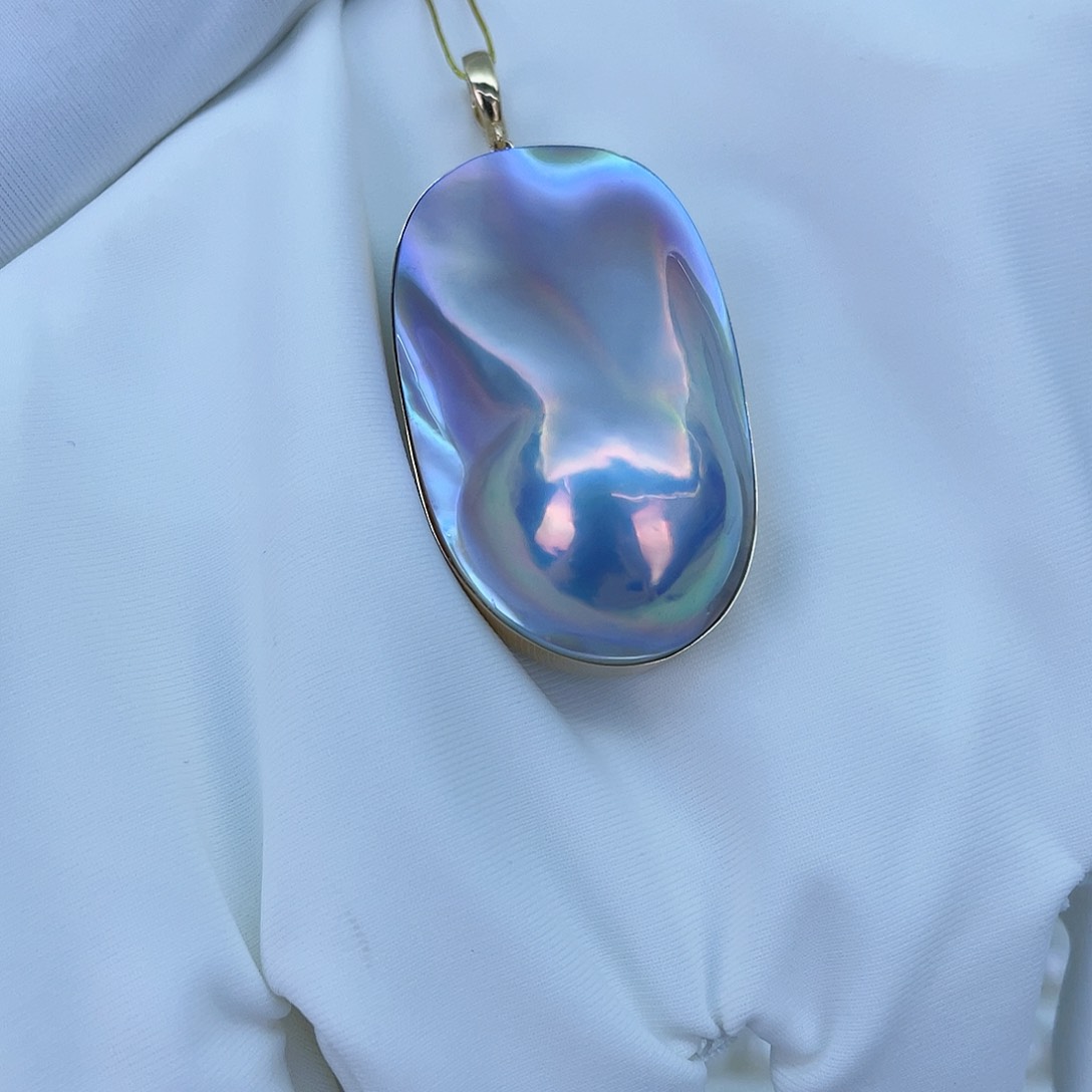 拼合珍珠（马贝珠）吊坠(不含链)18K金镶嵌