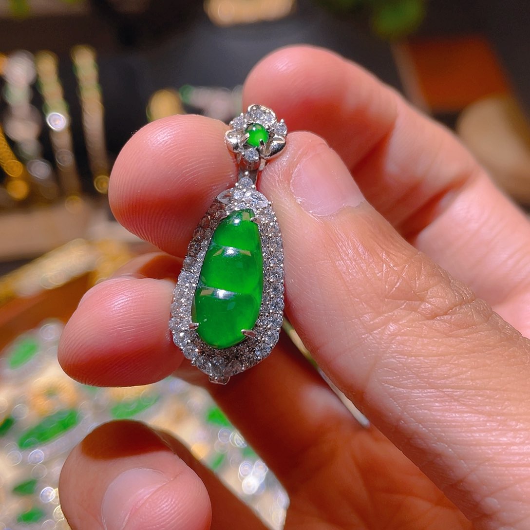 翡翠吊坠(不含链)银S925镶嵌