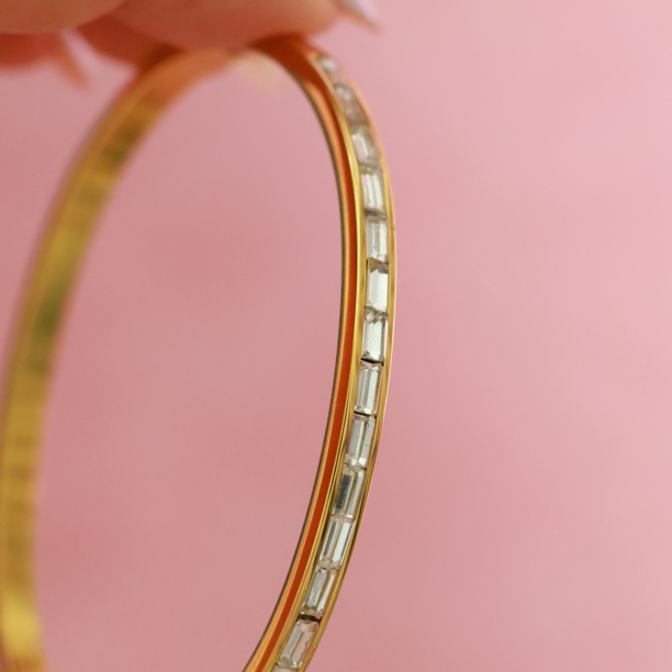 钛钢合成锆石手镯 THEA~Tennis Bracelet网球手镯 50-60mm圈口