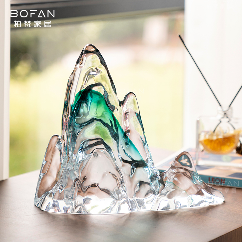 bofan/柏梵奢华假山新中式摆件家居玄关电视柜边几造景高档装饰品