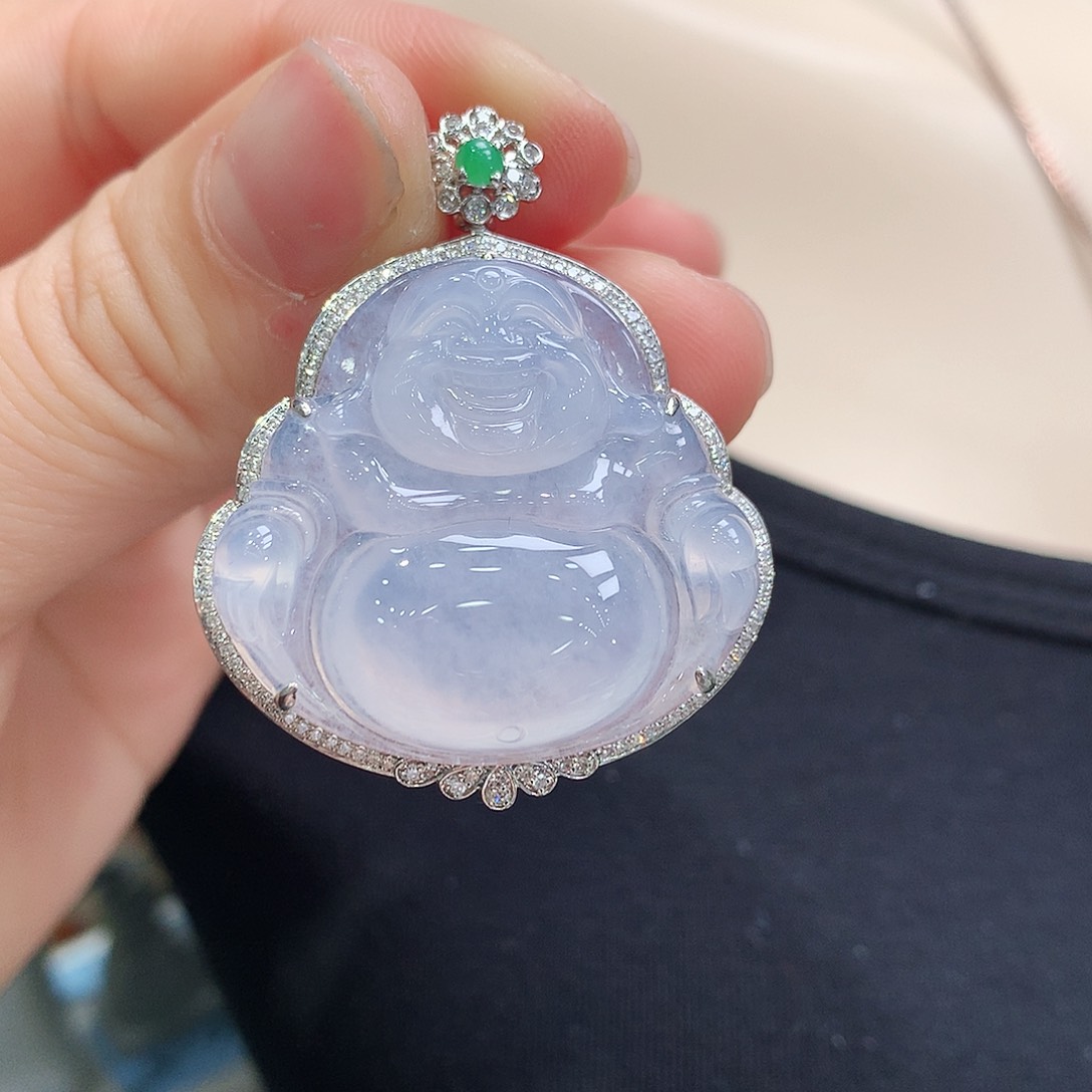 翡翠颈饰18K金镶嵌佛公