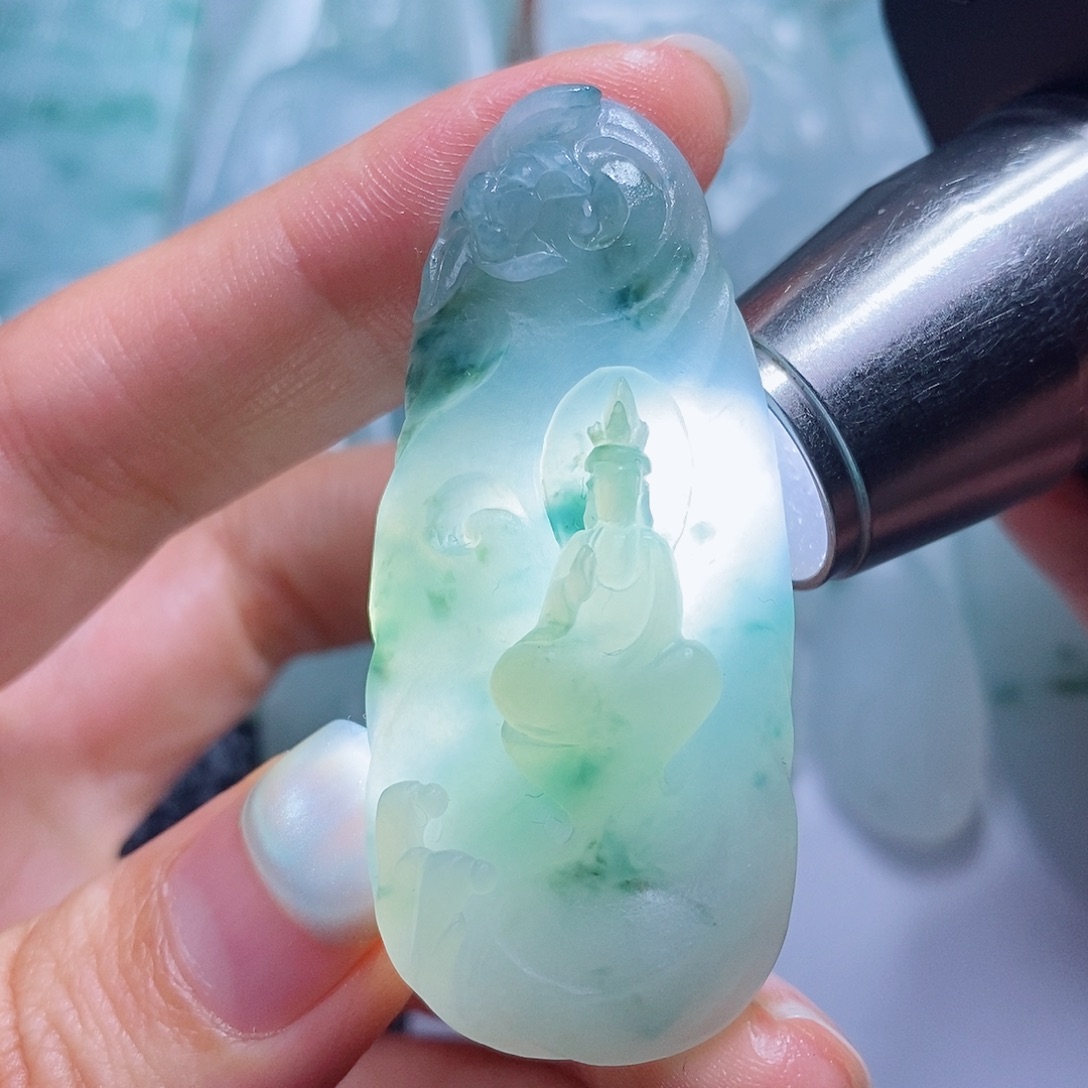定制翡翠未镶嵌毛货付款后确认抛光