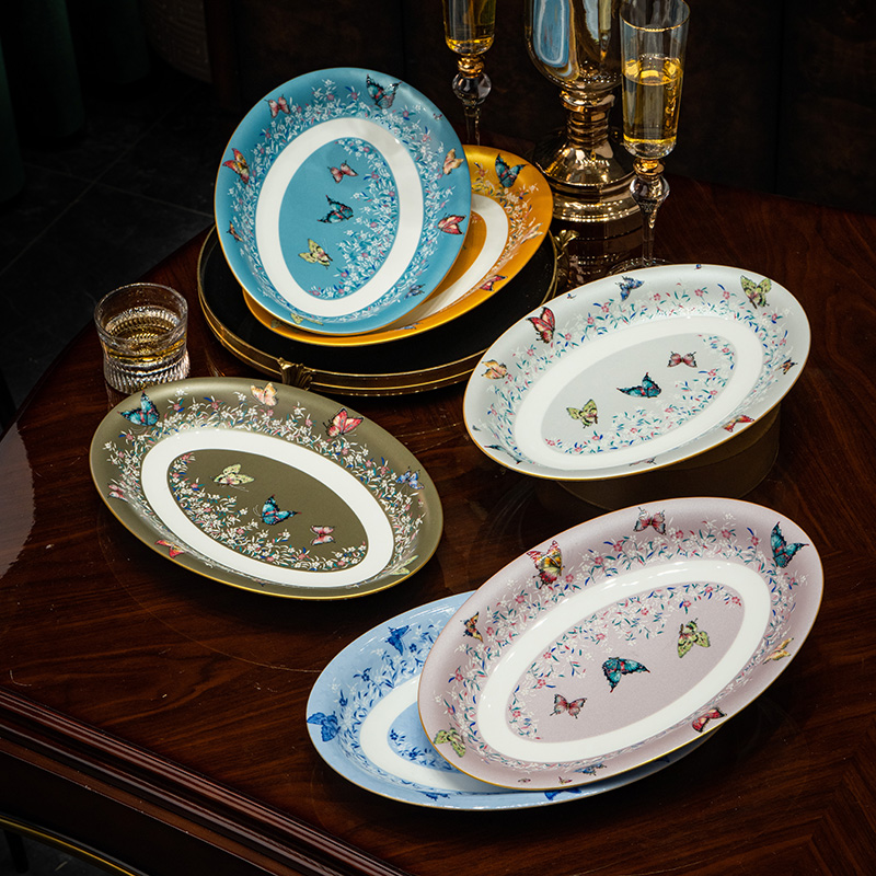 【翩翩鱼盘】景德镇珐琅彩碗碟餐具新中式宫廷风多用鱼盘蒸鱼烤鱼盘