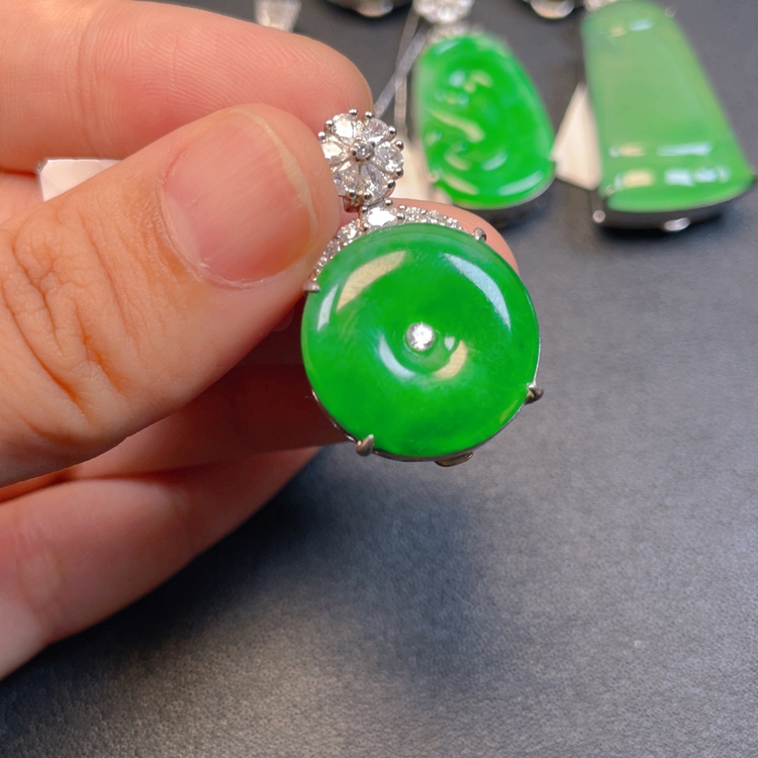 翡翠银S925镶嵌吊坠(不含链)