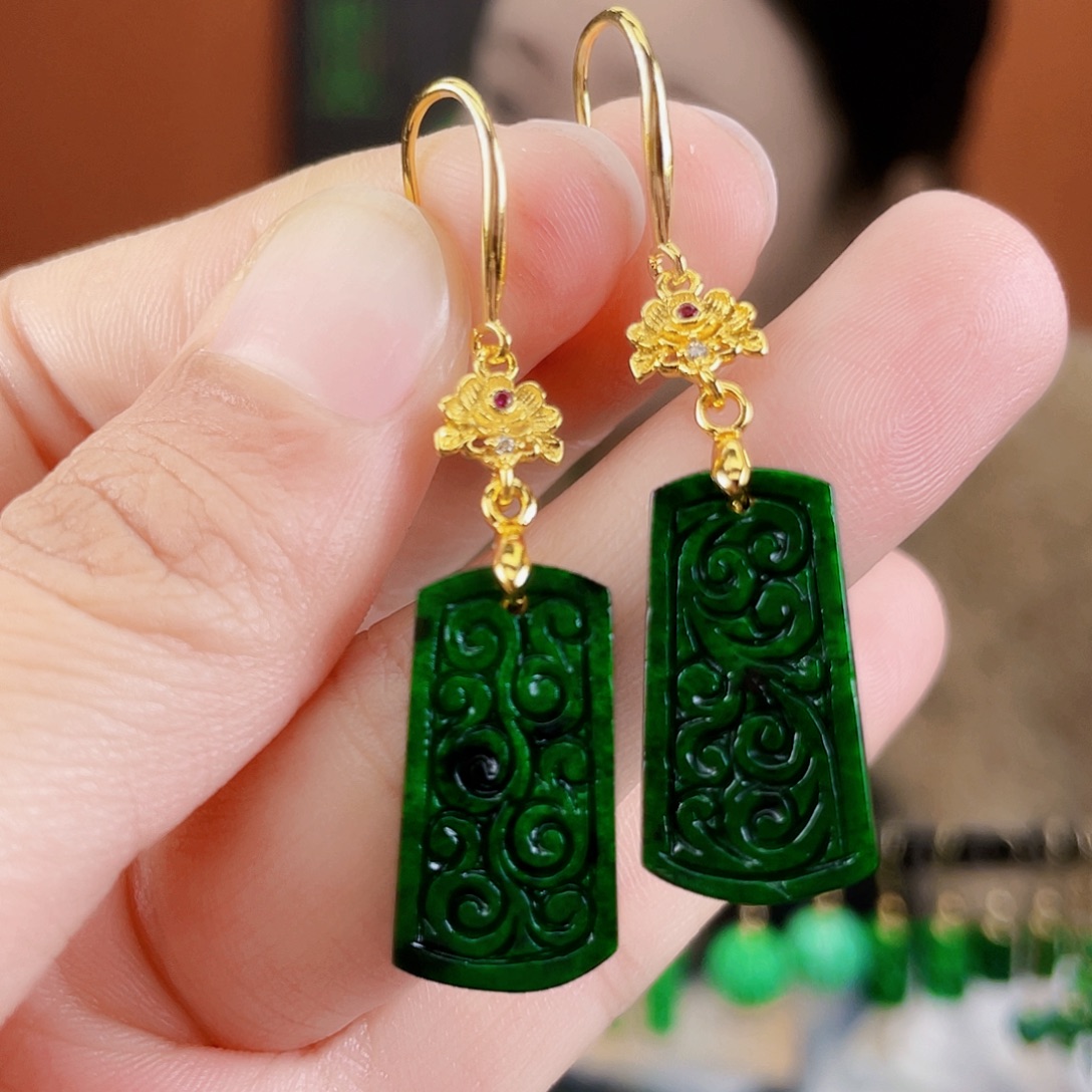 翡翠未镶嵌耳饰饰品