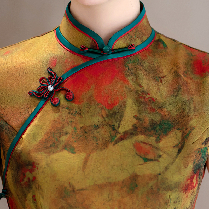 白幼秀新款2025复古时尚优雅中式立领港风款旗袍中国风旗袍5647