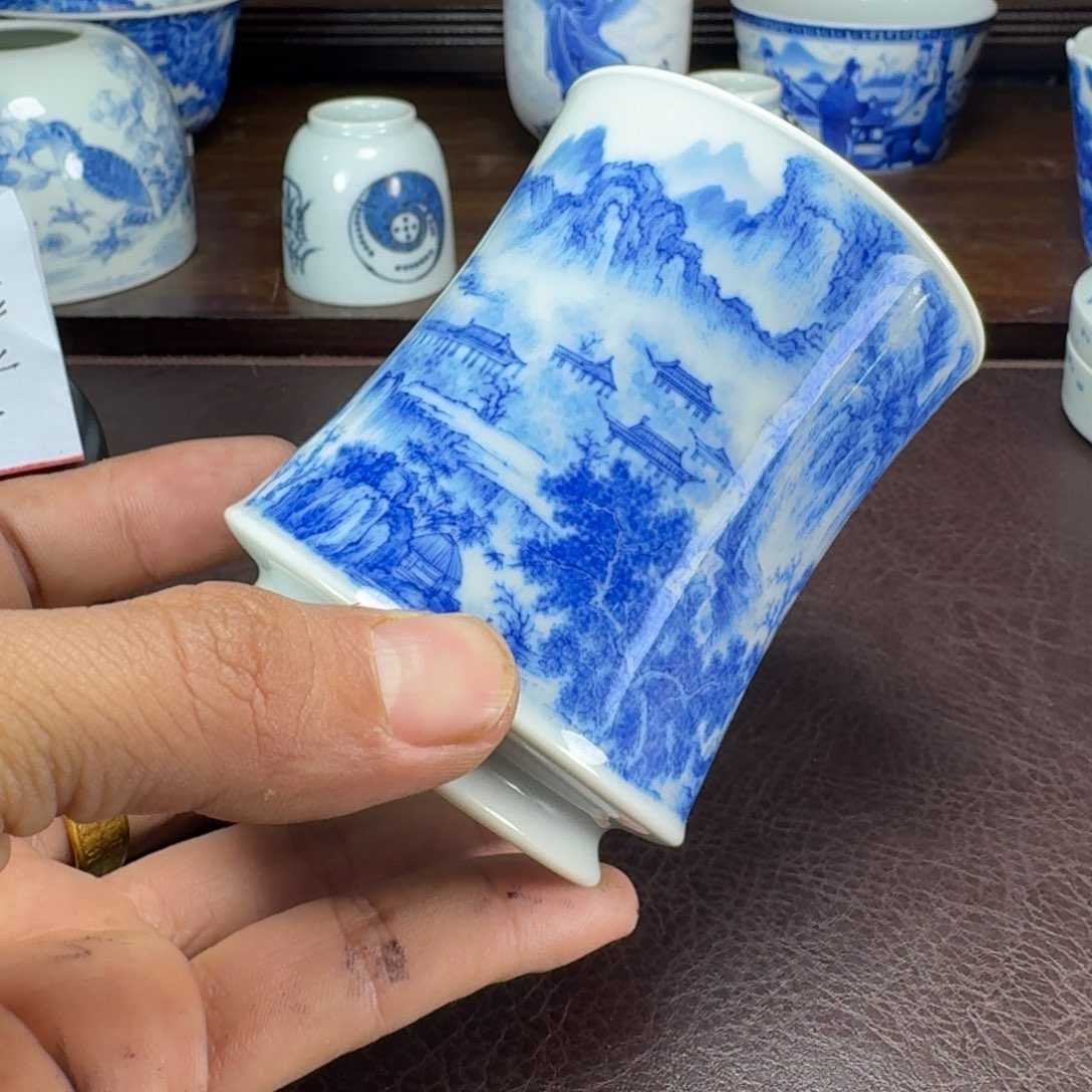 清***雅瓷片当代景德镇陶瓷手绘茶具