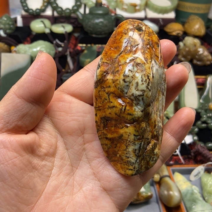 未镶嵌蛇纹石玉把件天****化