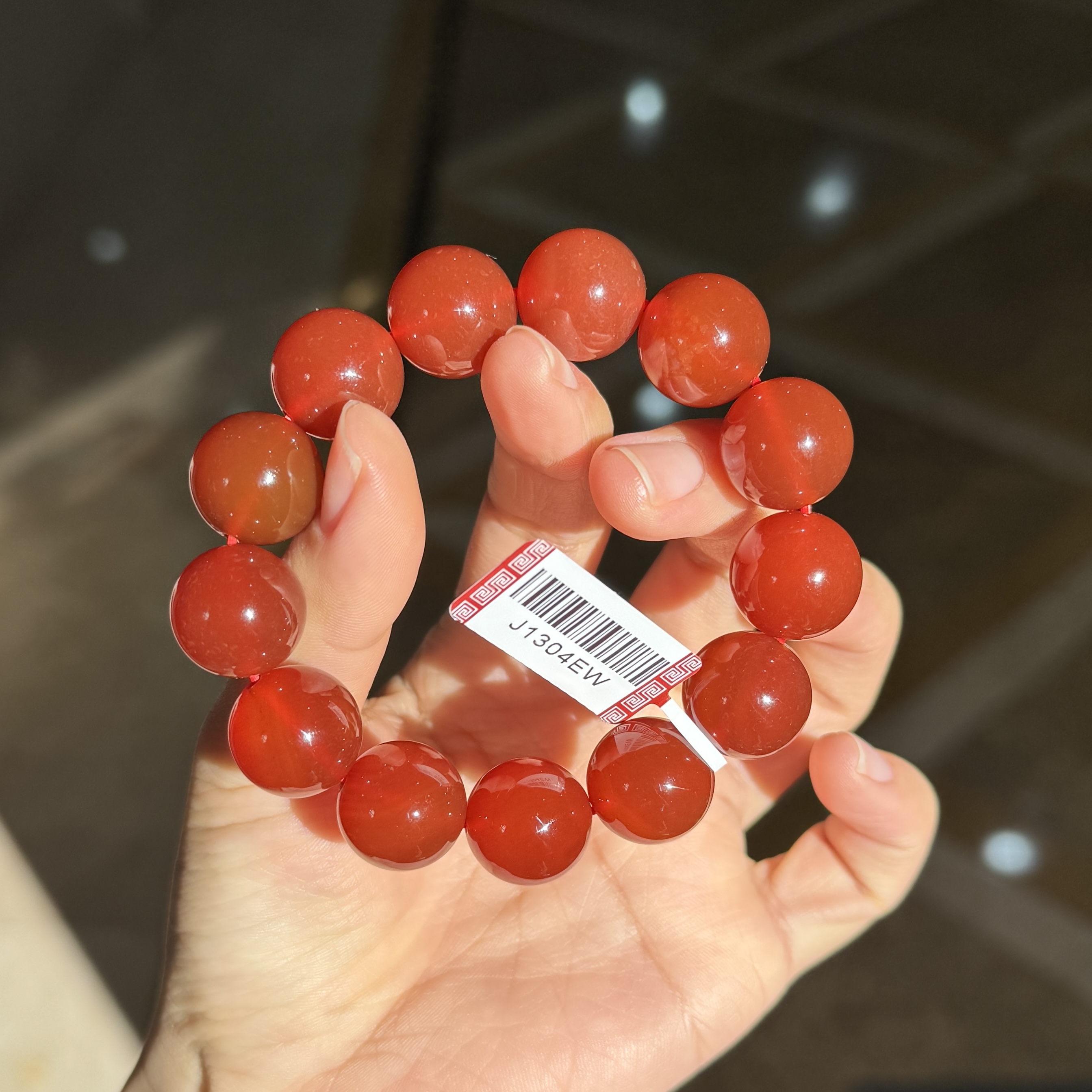 朱樱·天然15mm+红玛瑙单圈手链