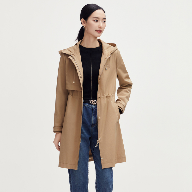 娜尔思连帽风衣开秋外套女2025秋季大衣NJ00857D1