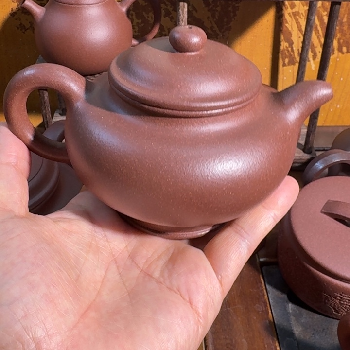 紫砂茶壶紫泥底槽青掇支300cc