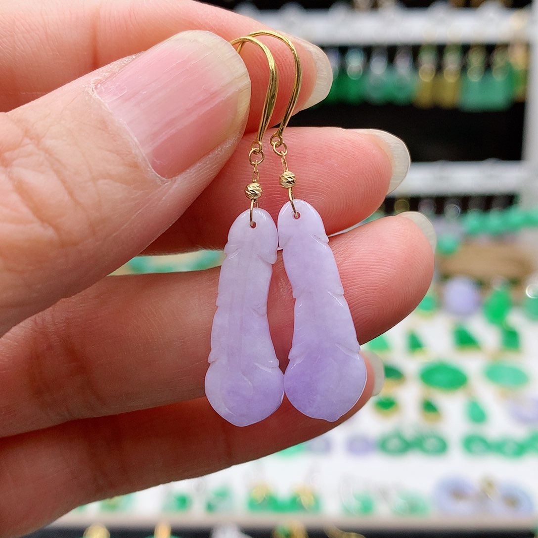 翡翠耳饰18K金镶嵌的