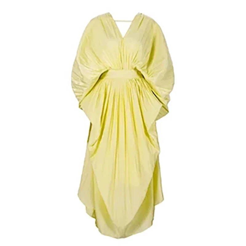 淡黄色高级小众设计感女款春夏季海边度假长款连衣裙