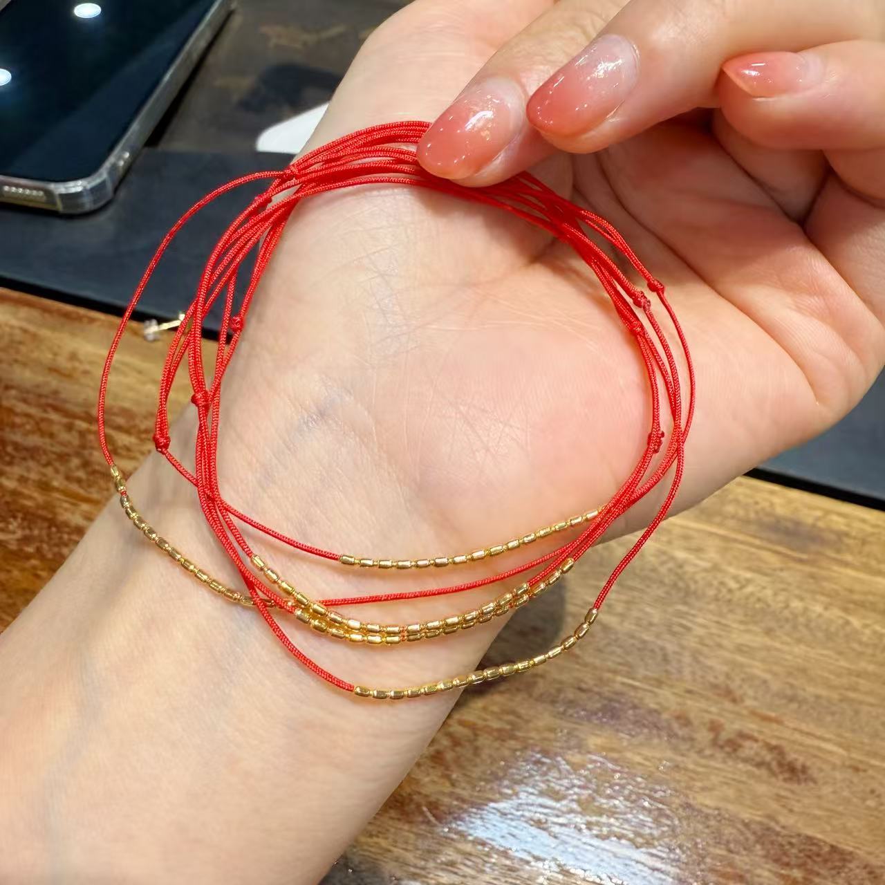 18K金大米红色手绳（多样性发其一）HNZ12008