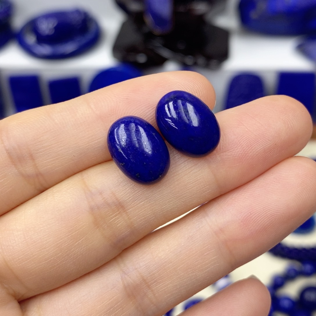 青金石耳饰银S925镶嵌