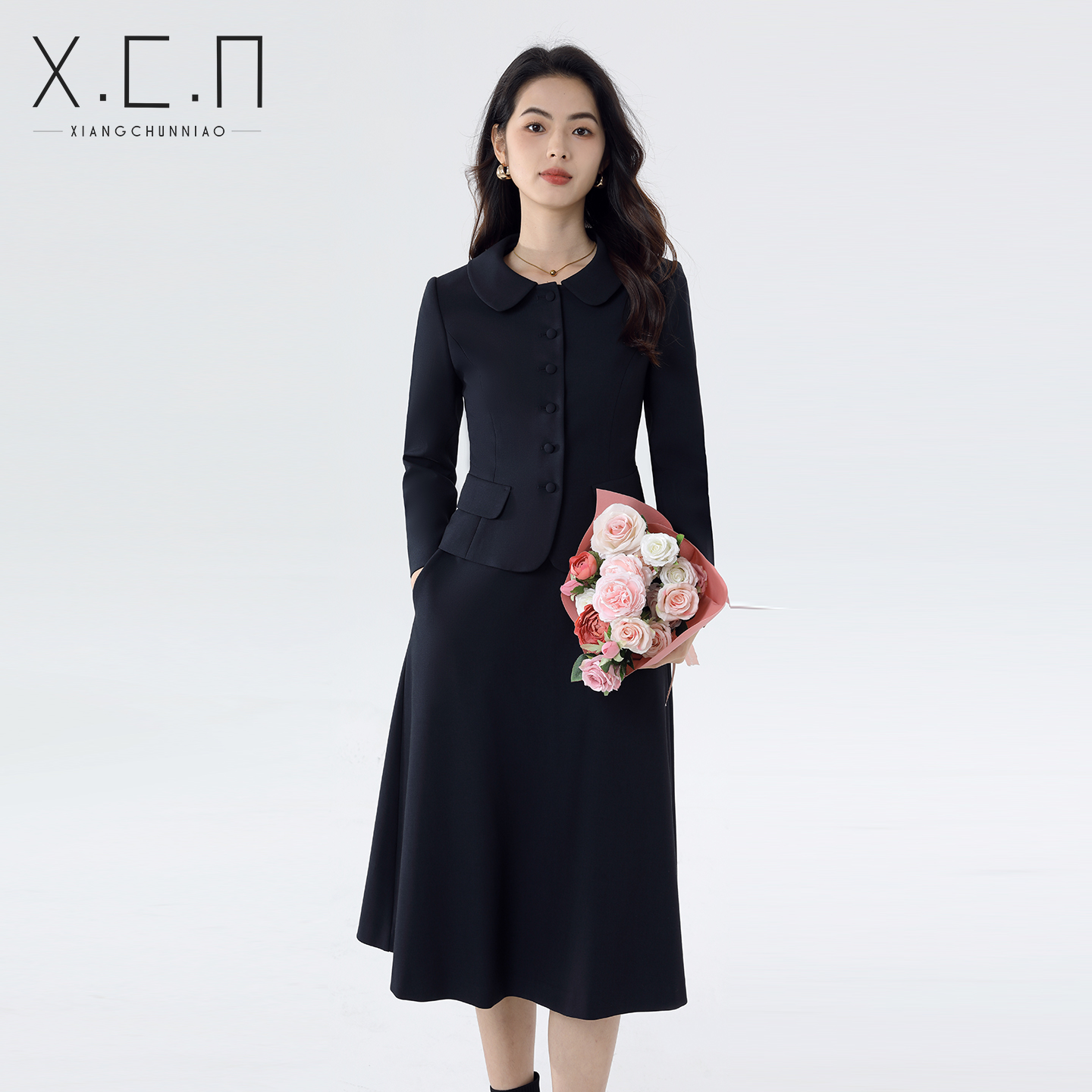 祥春鸟高级感新中式职业西装套裙女气质通勤工装裙子正装XCN988C