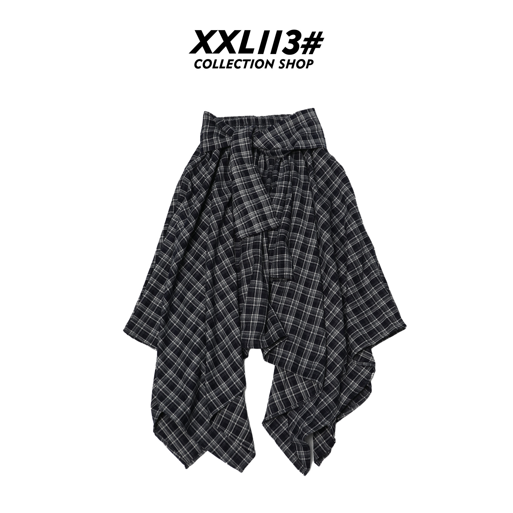 113* CENTRALIZED SHOP慵懒风通用格纹绑带短裙半身裙X5F13H6795