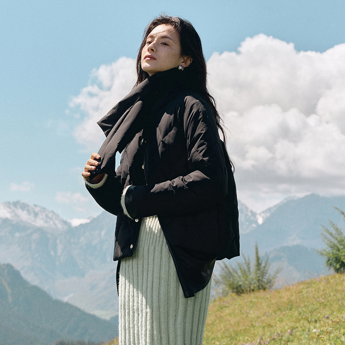 338540【丽公主】轻薄哑光小香风羽绒外套女菱格绗缝秋季新