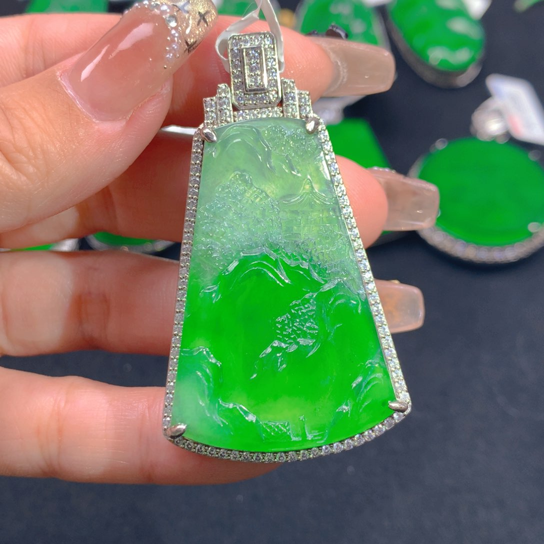 翡翠颈饰银S925镶嵌111111111