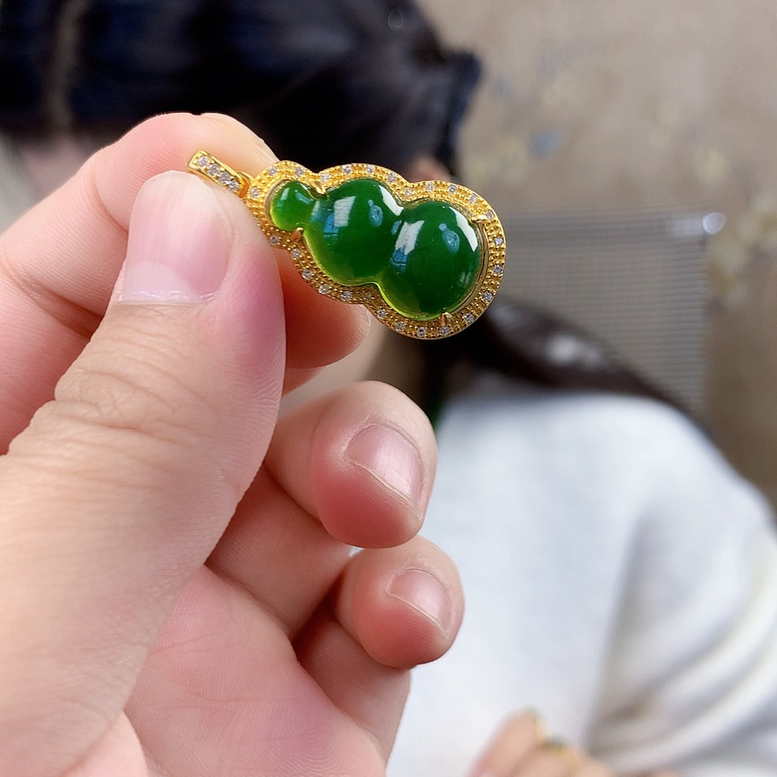 和田玉（碧玉）银S925镶嵌吊坠(不含链)吊坠