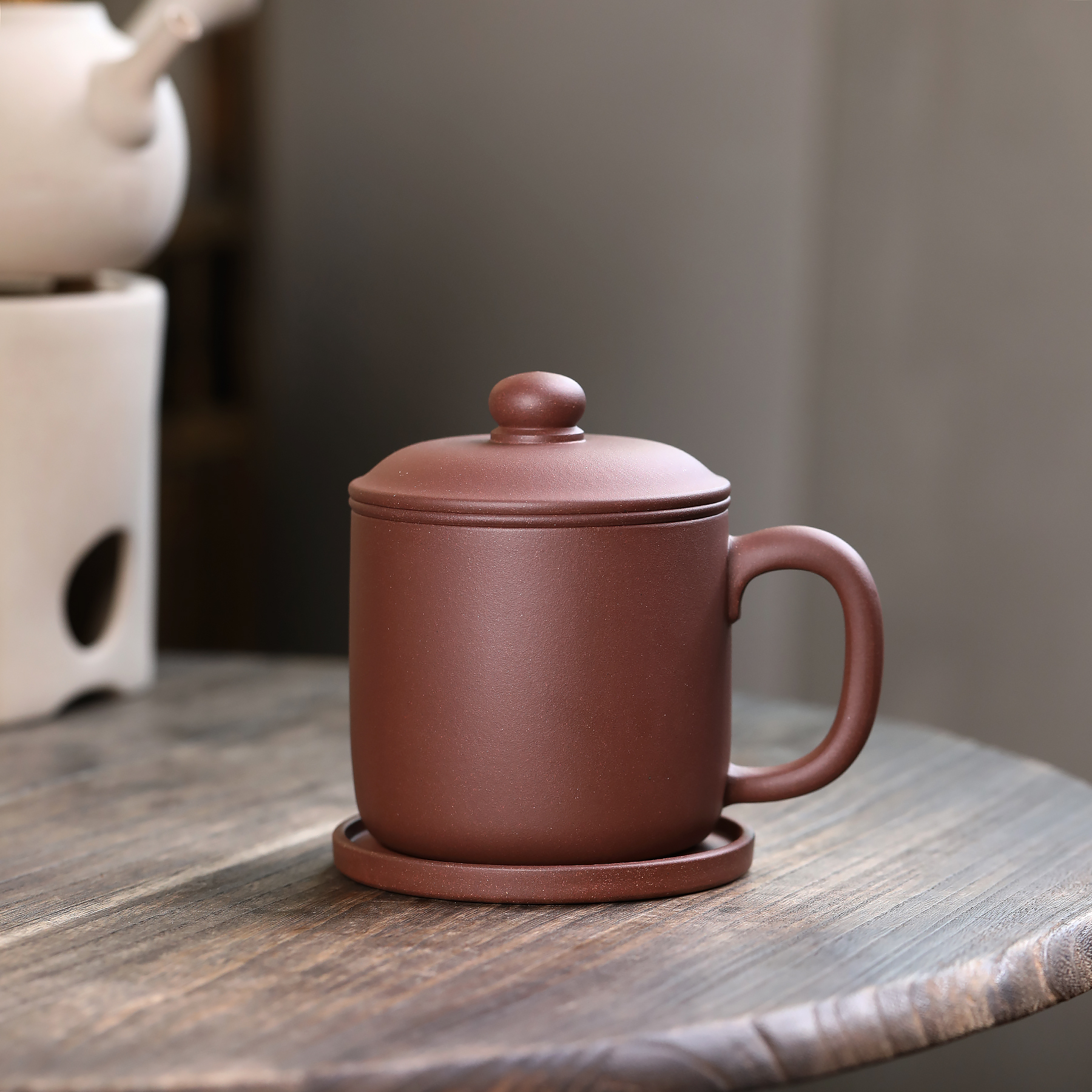 娟姐自用推荐雪涓宜兴原矿紫砂四件套墩墩杯湖父底槽清