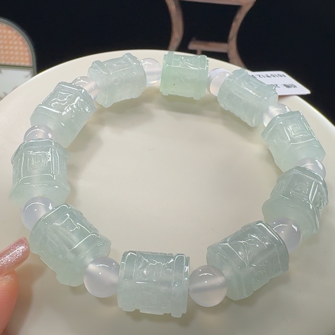 未镶嵌手链翡翠果冻底薄荷糖串卡14 清新！