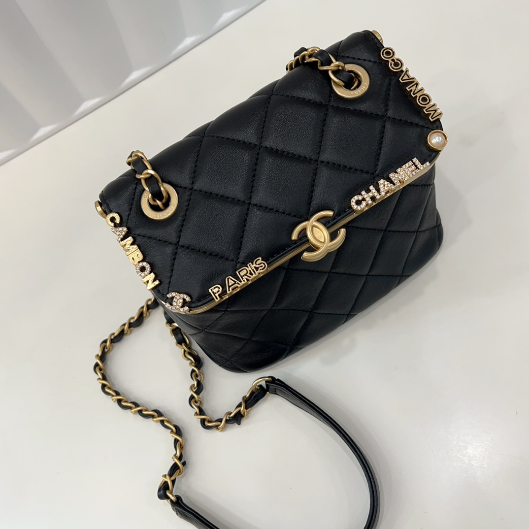 99新 Chanel/香奈儿 7姐专场/ 23C黑金Kiss lock 垃圾桶