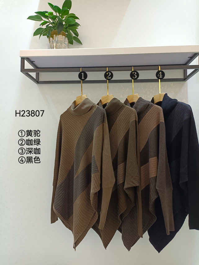 秋冬冬季韩版高领黑色时尚套装中国风保暖休闲风针织套头23807