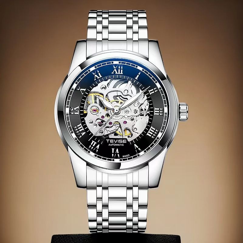 TEVISE金刚狼王-镂空夜光男士时尚机械手表9005D黑-SS