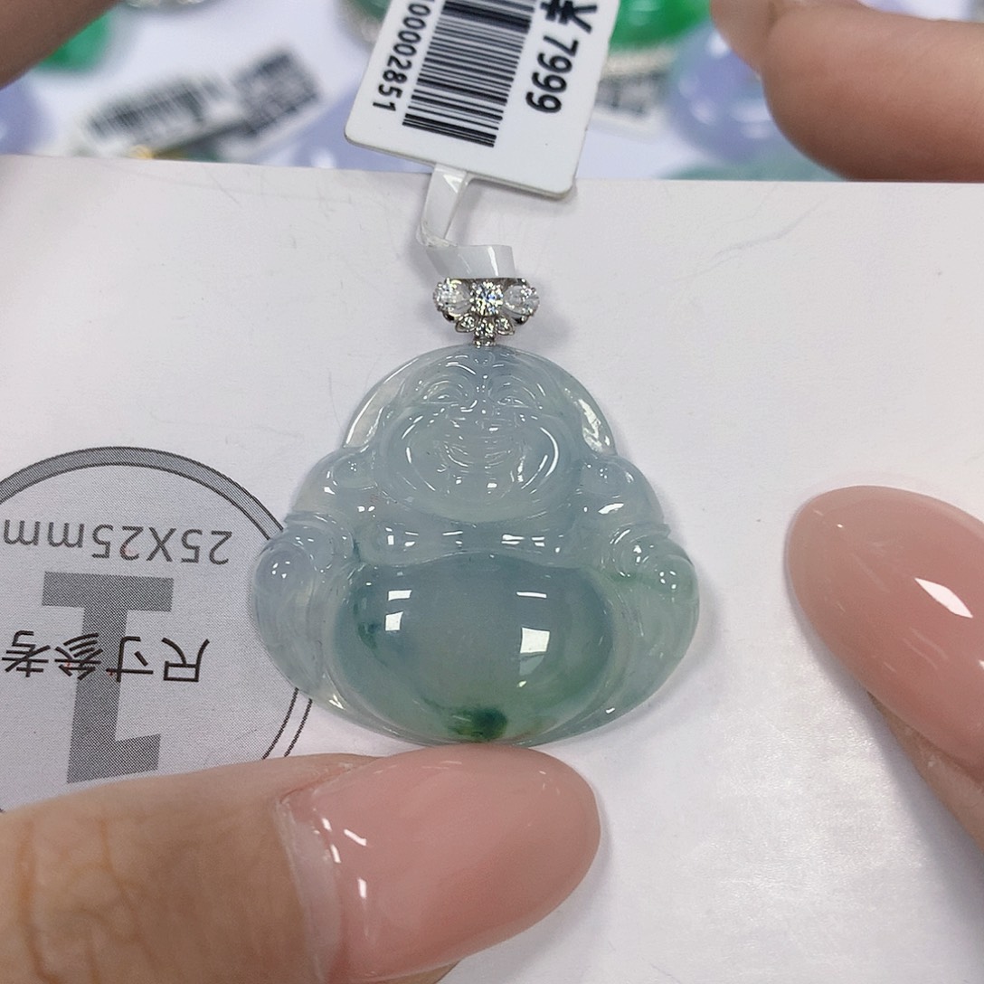 翡翠18K金镶嵌颈饰天然翡翠a货 百元以上9米证书费自理