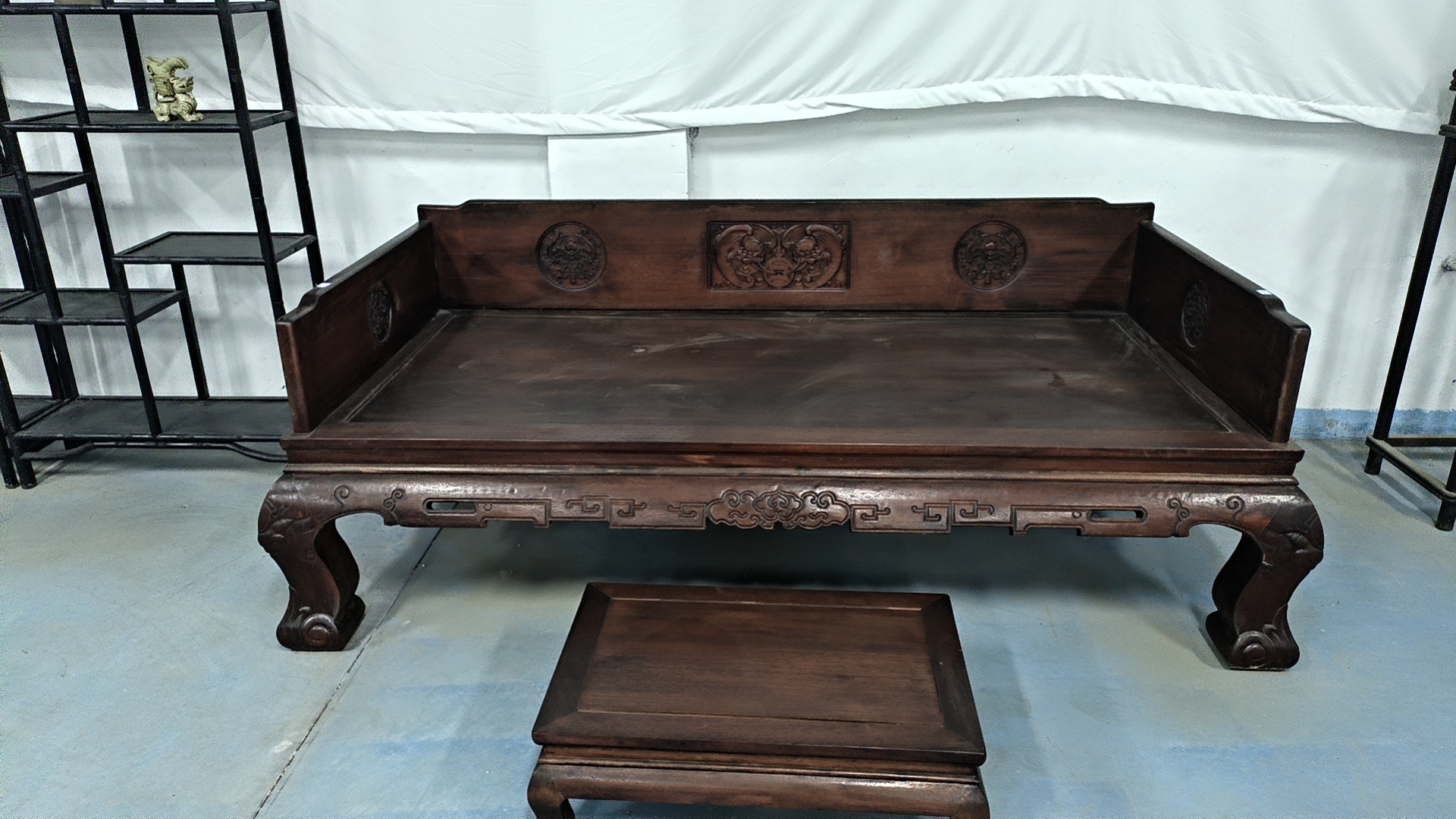 圆桌红木镶嵌云石面板