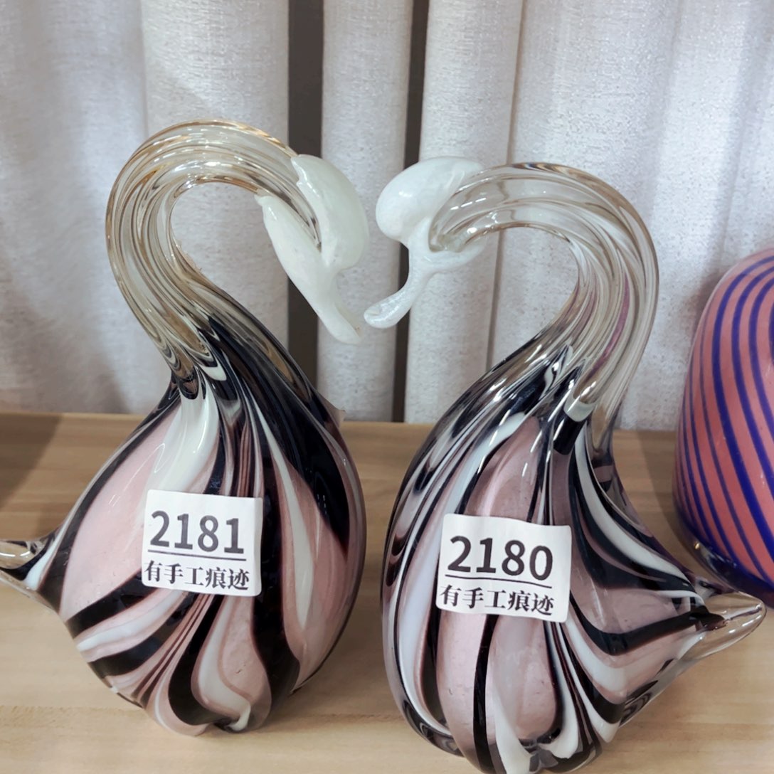 一对天鹅 家悦美居琉璃摆件