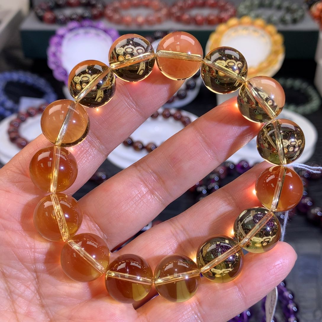 水晶手链未镶嵌14.8毫米黄水晶