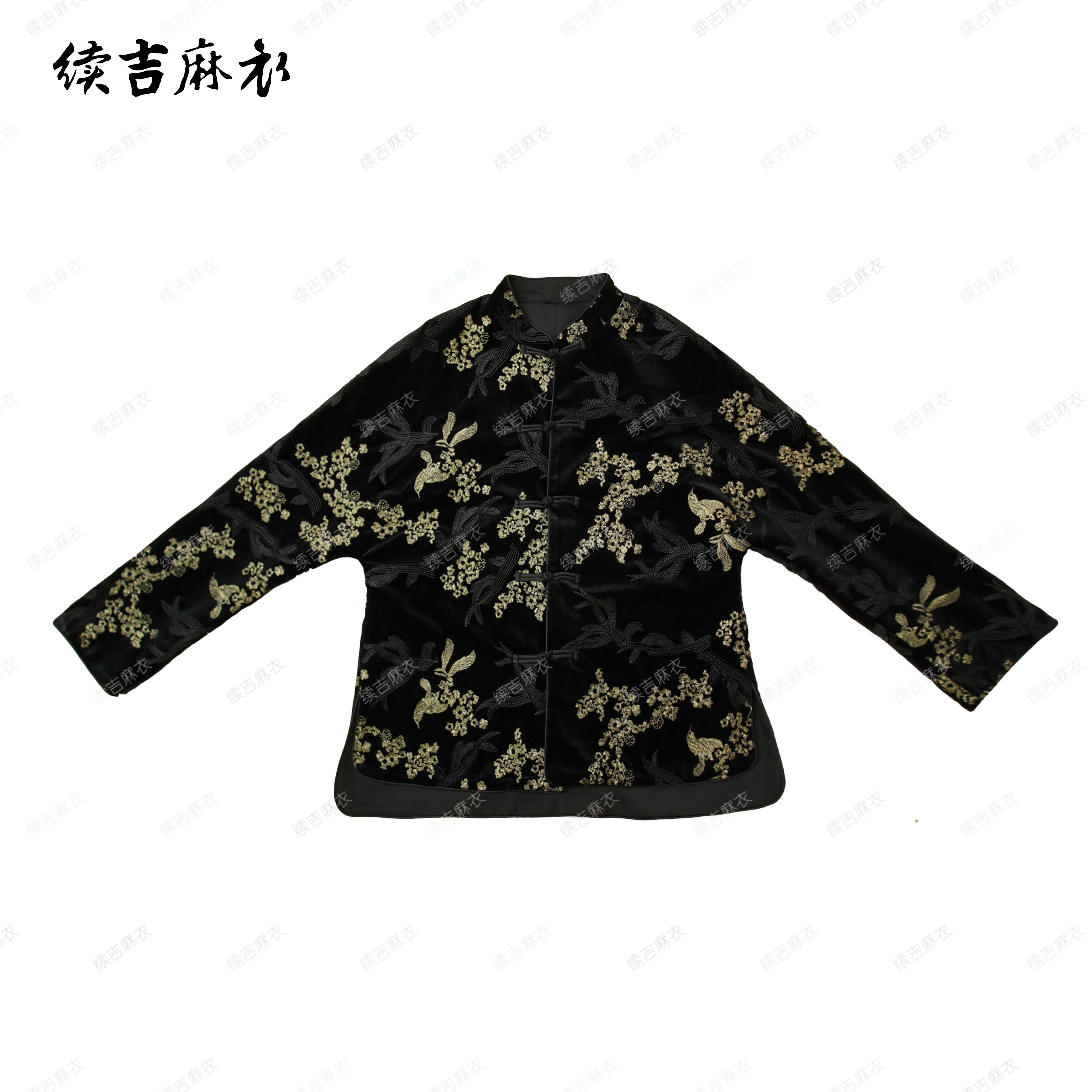 春-原创设计25-161【墨染金杉】立领中式国风长袖重工提花外套上衣