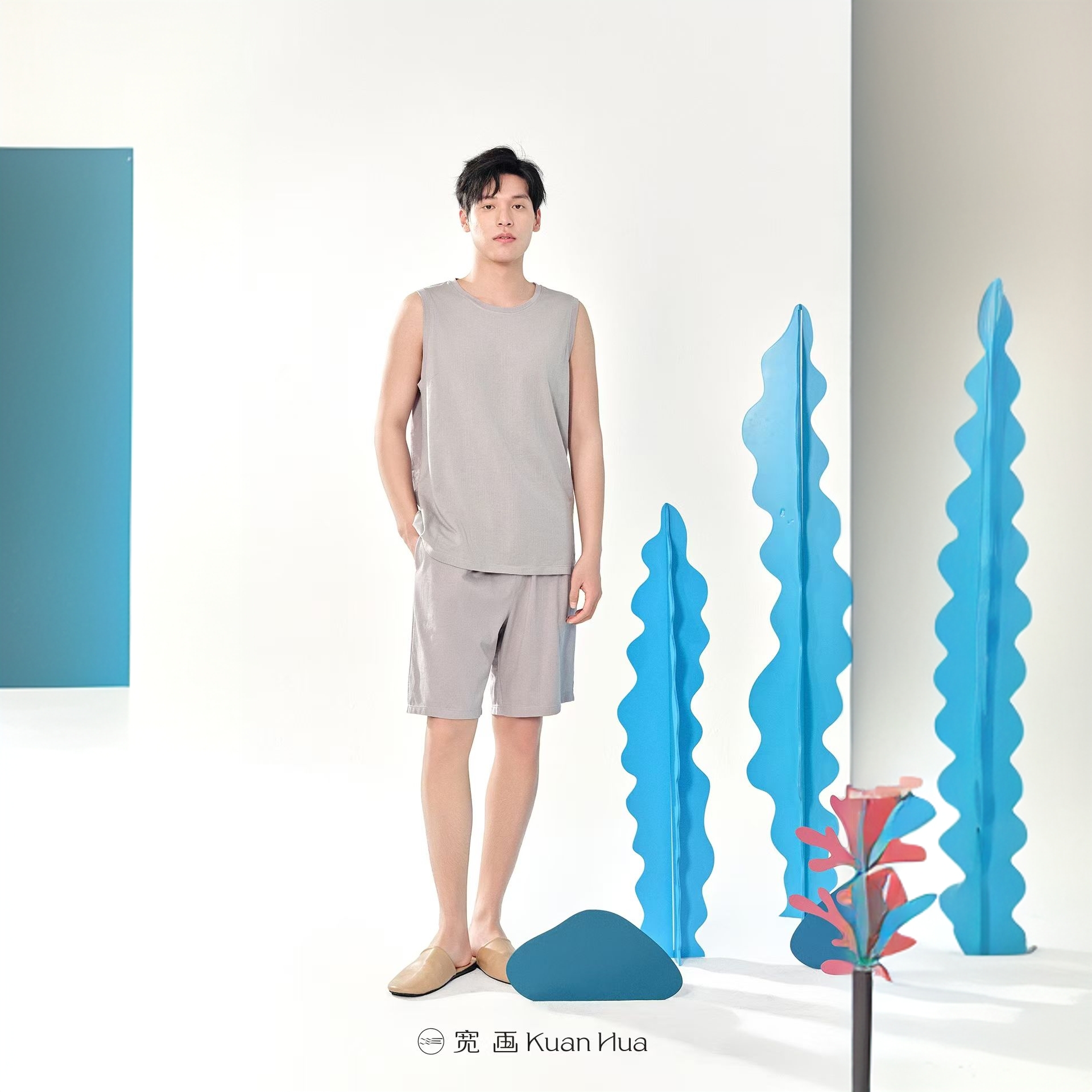 宽画云逸清风系列男士短袖短裤家居服96988