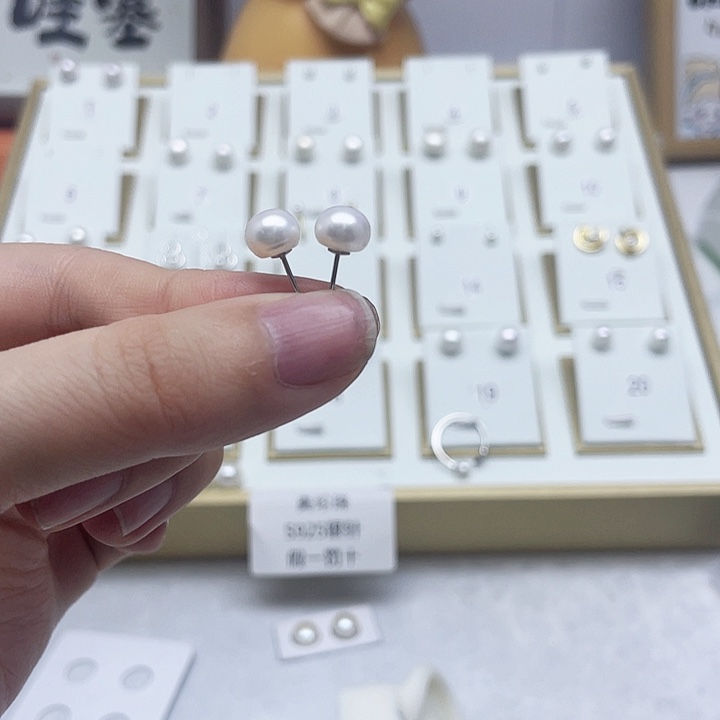 淡水珍珠耳饰银S925镶嵌宝*