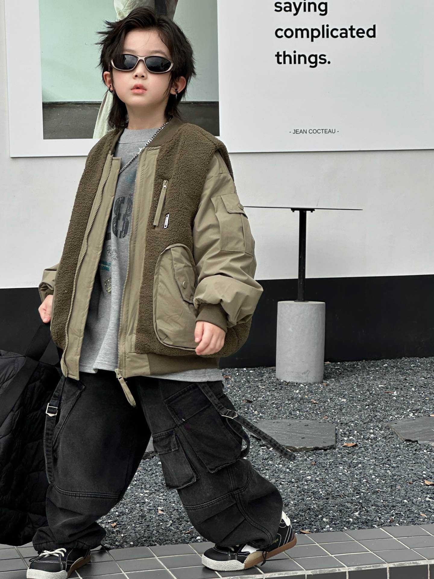 若大王时尚百搭童装休闲毛毛外套 W010