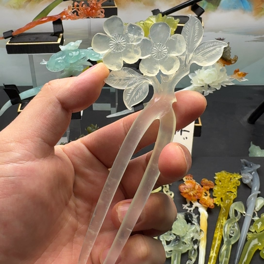 岫玉发饰未镶嵌明君玉簪就是好看