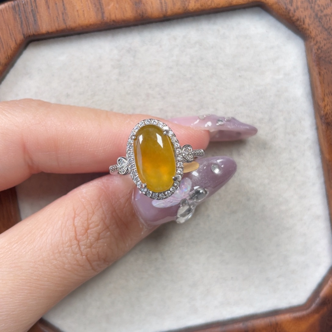 翡翠戒指银S925镶嵌54888