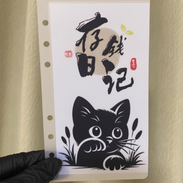 A31存钱袋小额打卡小黑猫系列趣味打卡零钱包A6尺寸微瑕