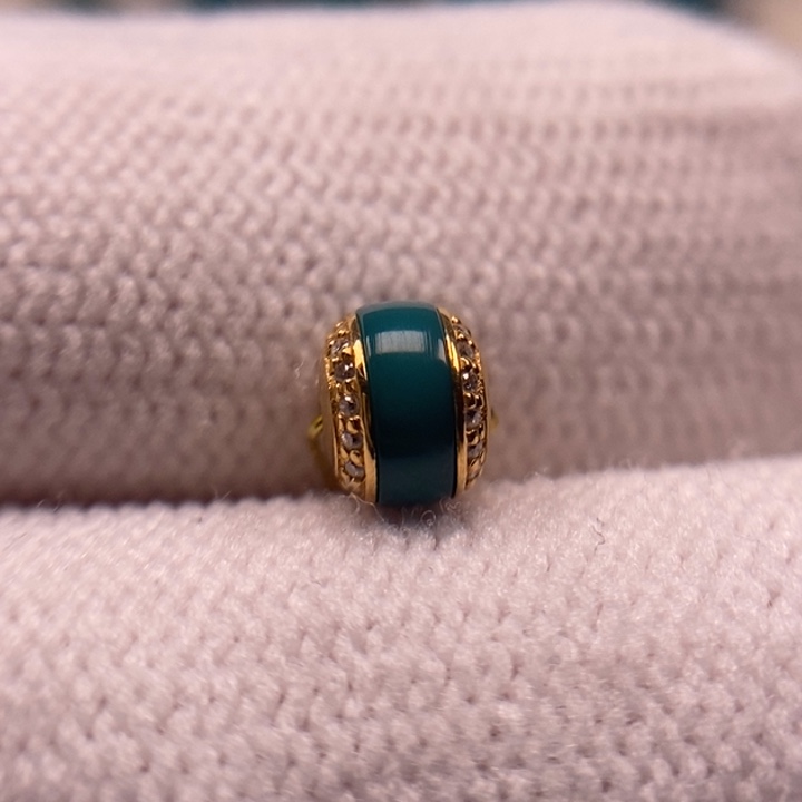 18K金镶嵌绿松石珠宝奇石?汉堡珠6x5mmAA501