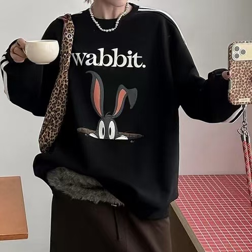 TING GE 内里加绒款~冬季新款韩系圆领兔子印花长袖上衣 625659