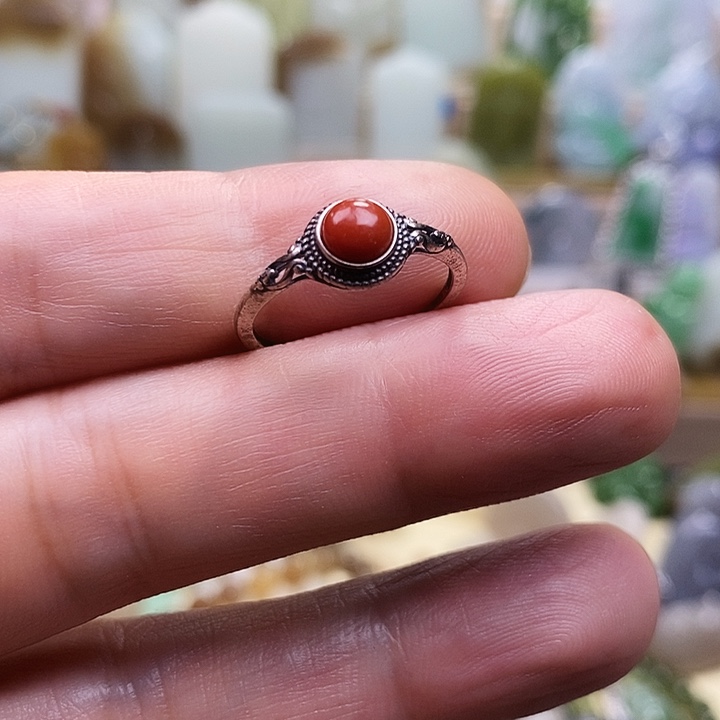 南红玛瑙戒指银S925镶嵌
