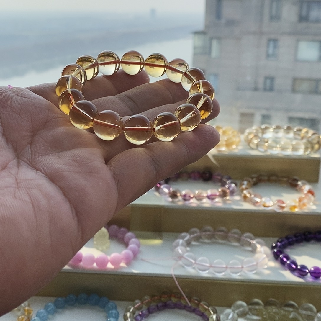 手链未镶嵌水晶巴西暴力黄全净13m手串