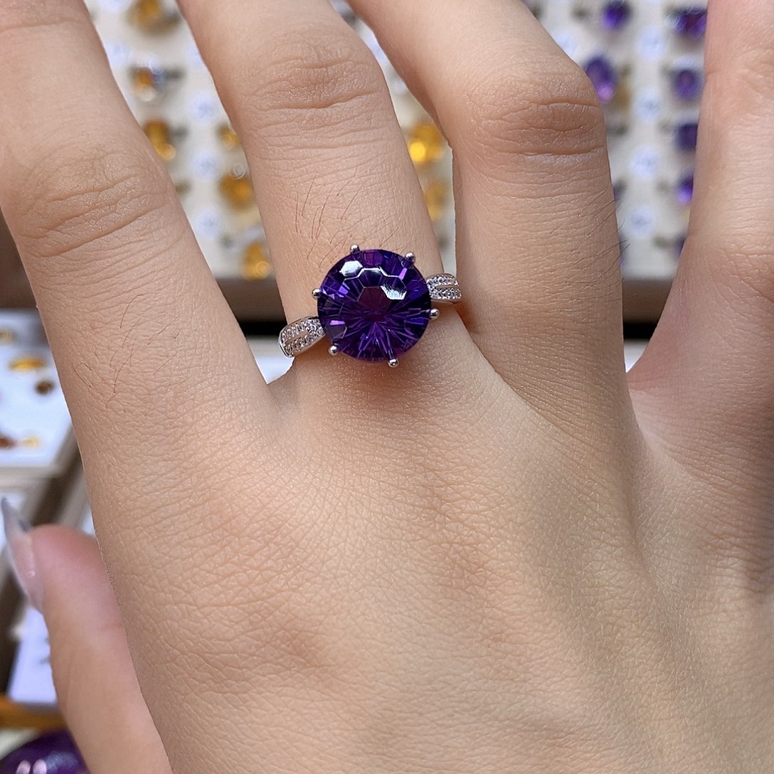 珠宝半成品银S925镶嵌紫晶Q