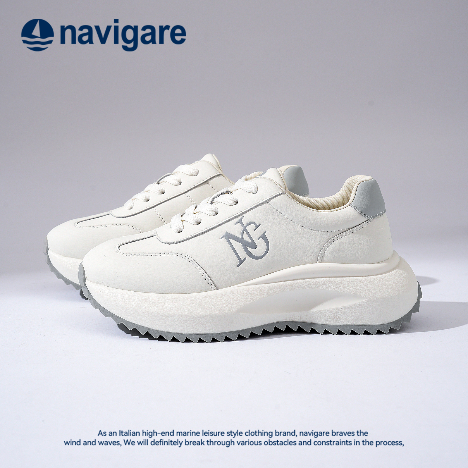 Navigare意大利小帆船2025年夏季厚底运动休闲鞋小白鞋时尚休闲鞋